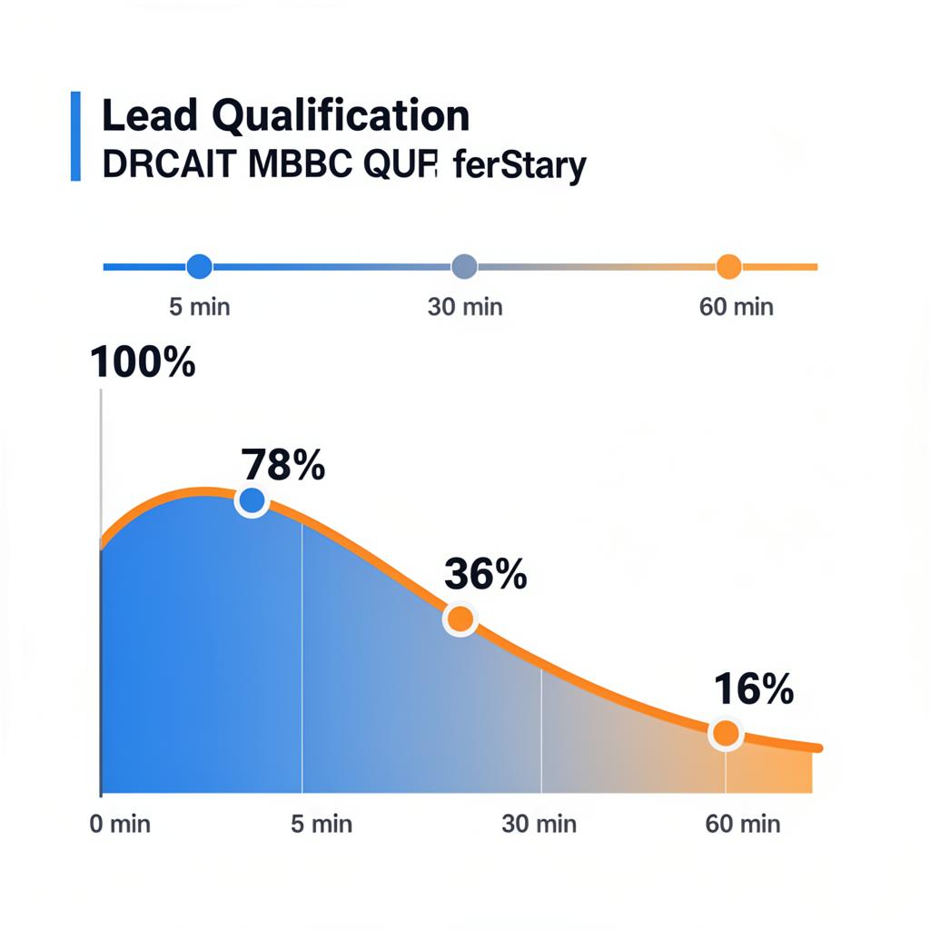 Lead qualification decay over time from 0-60 minutes
