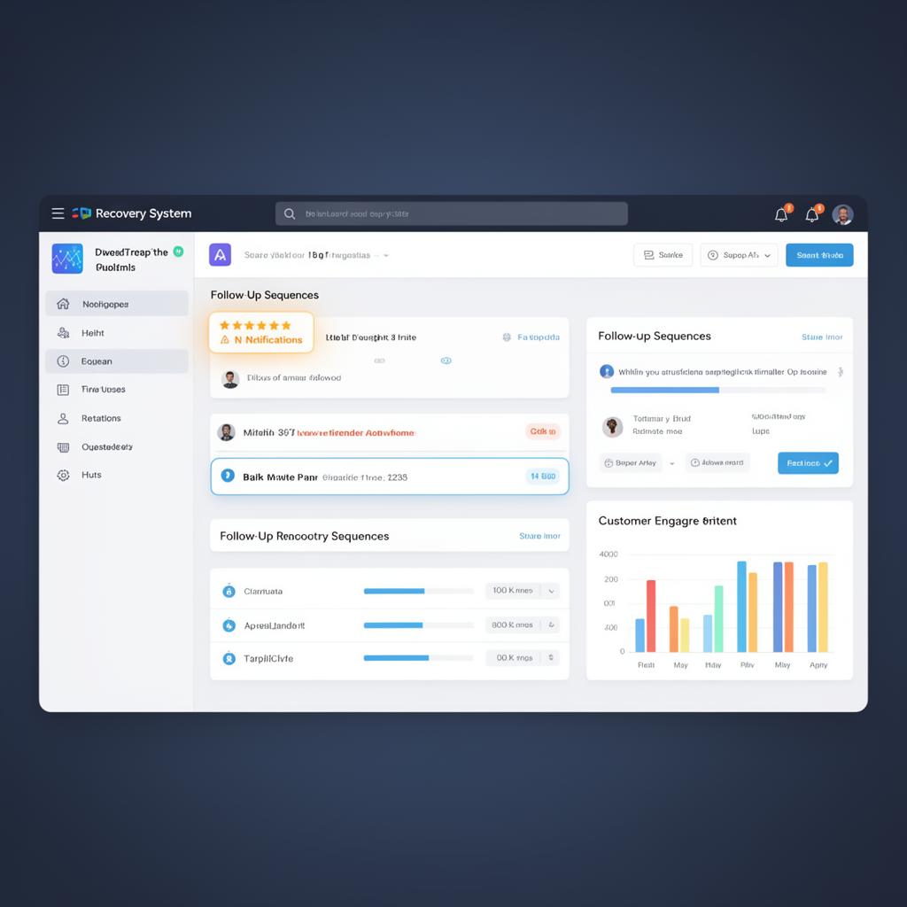 Lead recovery dashboard showing automated follow-up sequences and customer engagement metrics