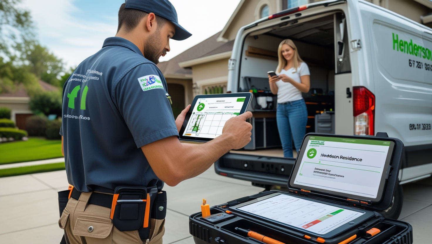 Modern pest control operation with AI-powered booking system and organized operations