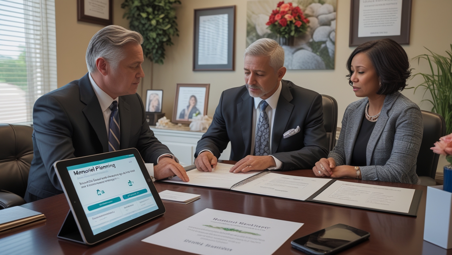 Modern funeral home with digital booking system and compassionate online presence
