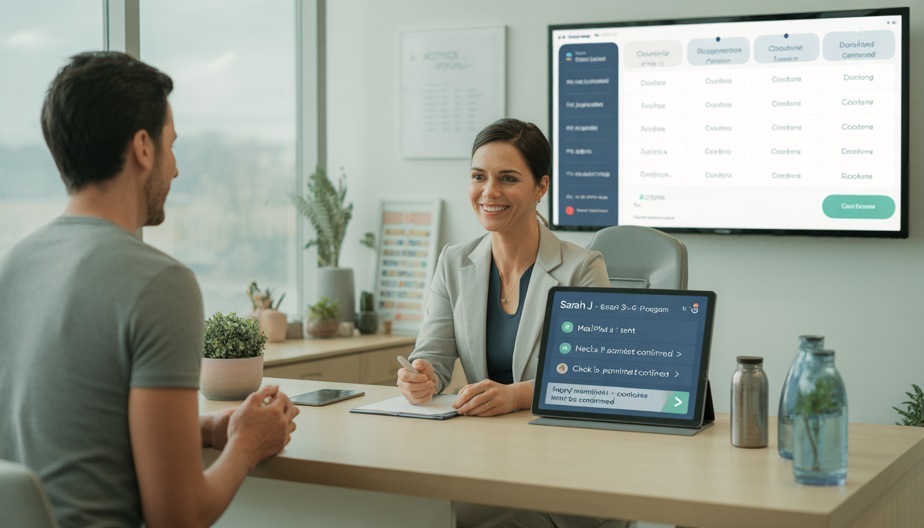 Modern dietitian practice with AI-powered booking system and organized operations