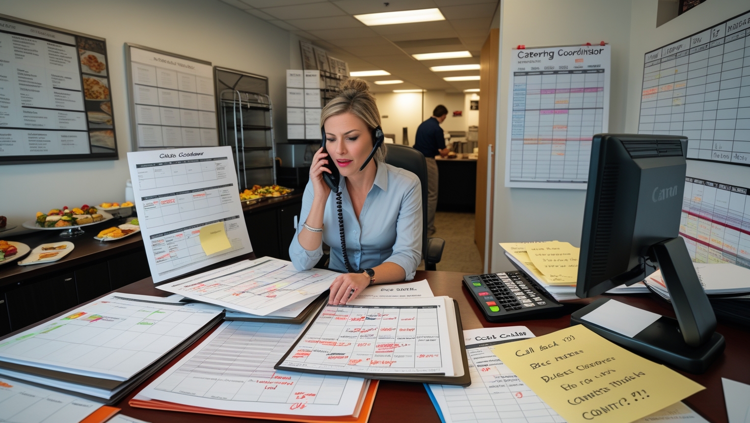 Chaotic food truck service with disorganized manual booking and stressed staff