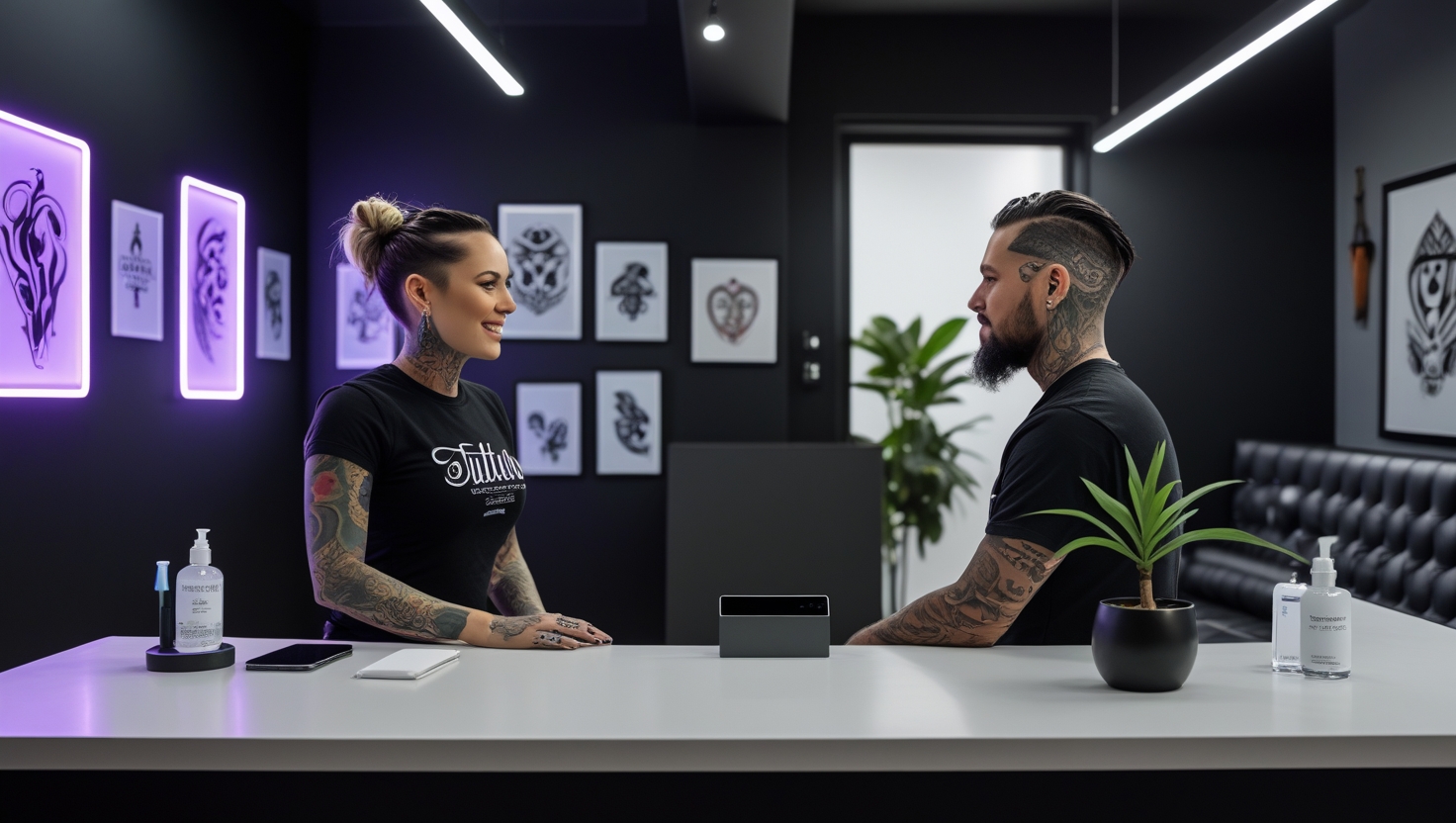 Modern tattoo studio with AI-powered digital booking system and streamlined operations