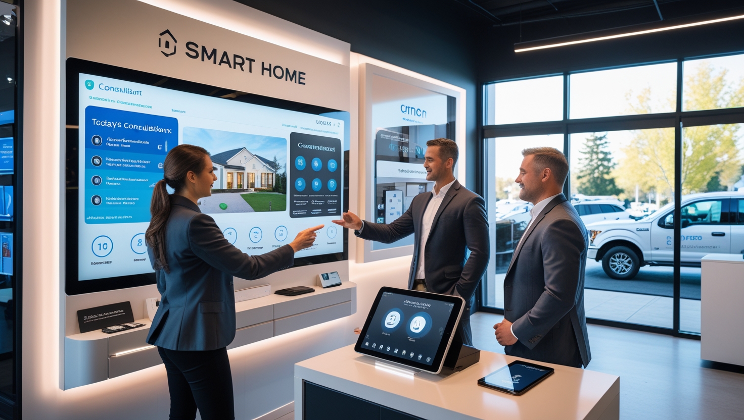 Modern smart home installation website with AI-powered features and booking system