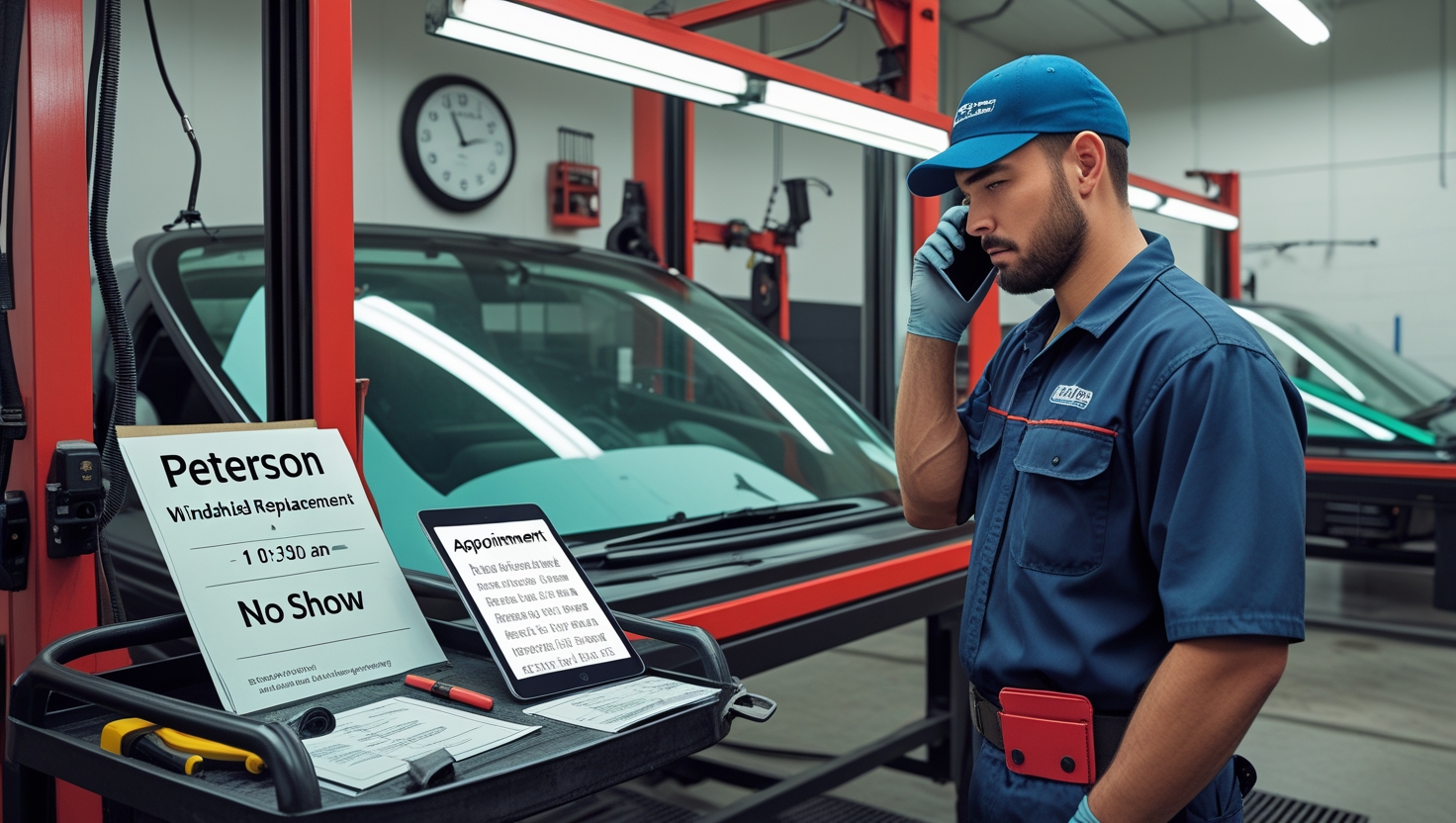 Outdated auto glass and detailing business website with poor functionality