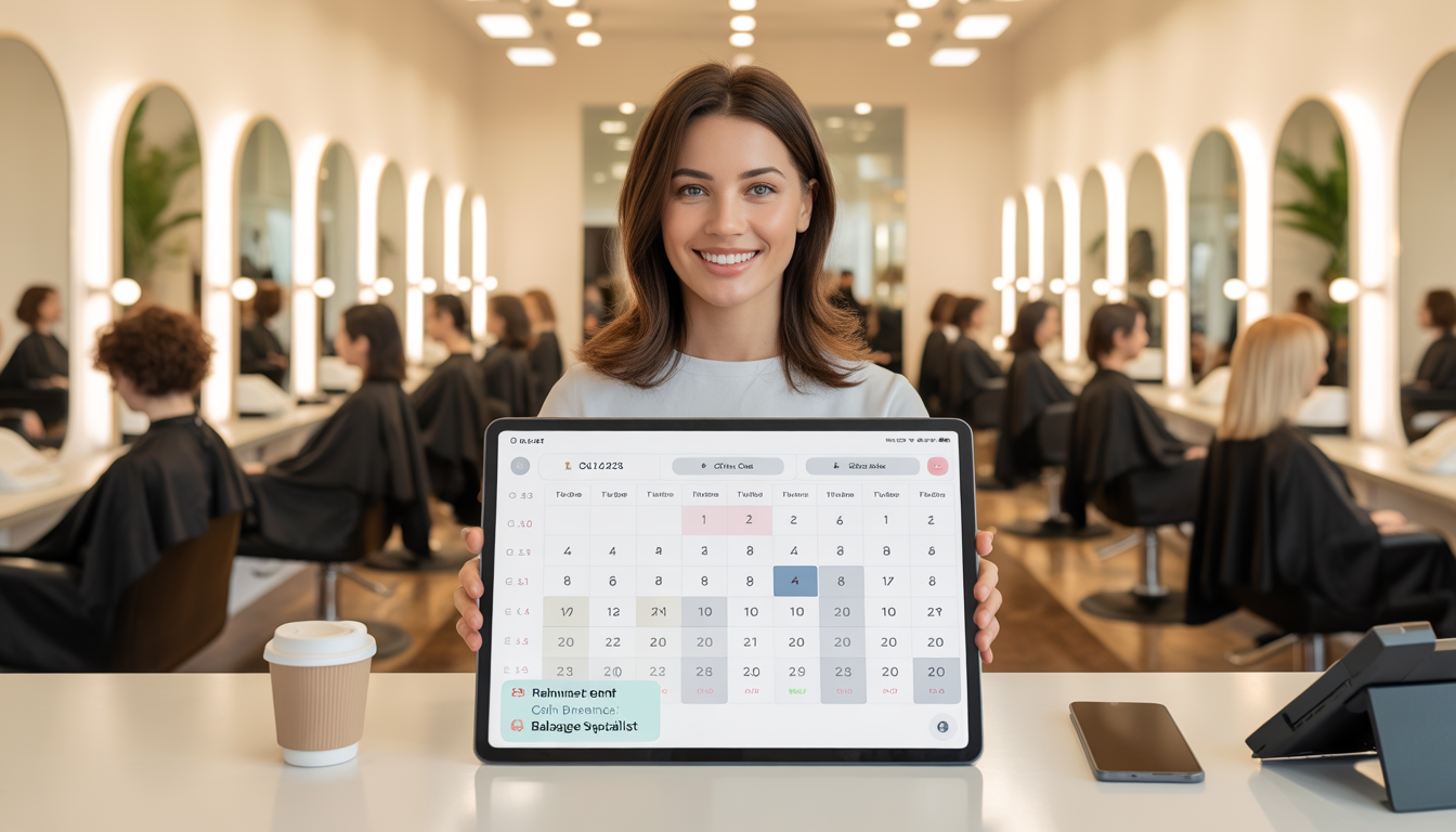 Modern salon with digital booking system and organized workflow